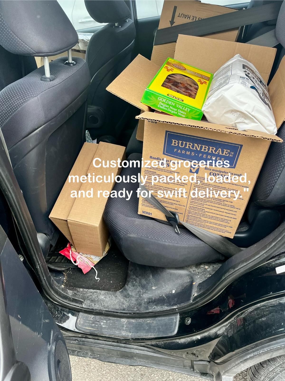Family receiving a grocery delivery